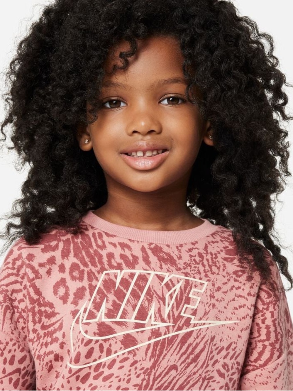 Nike Toddler Girls Pink Animal Print Sweatshirt with White Logo